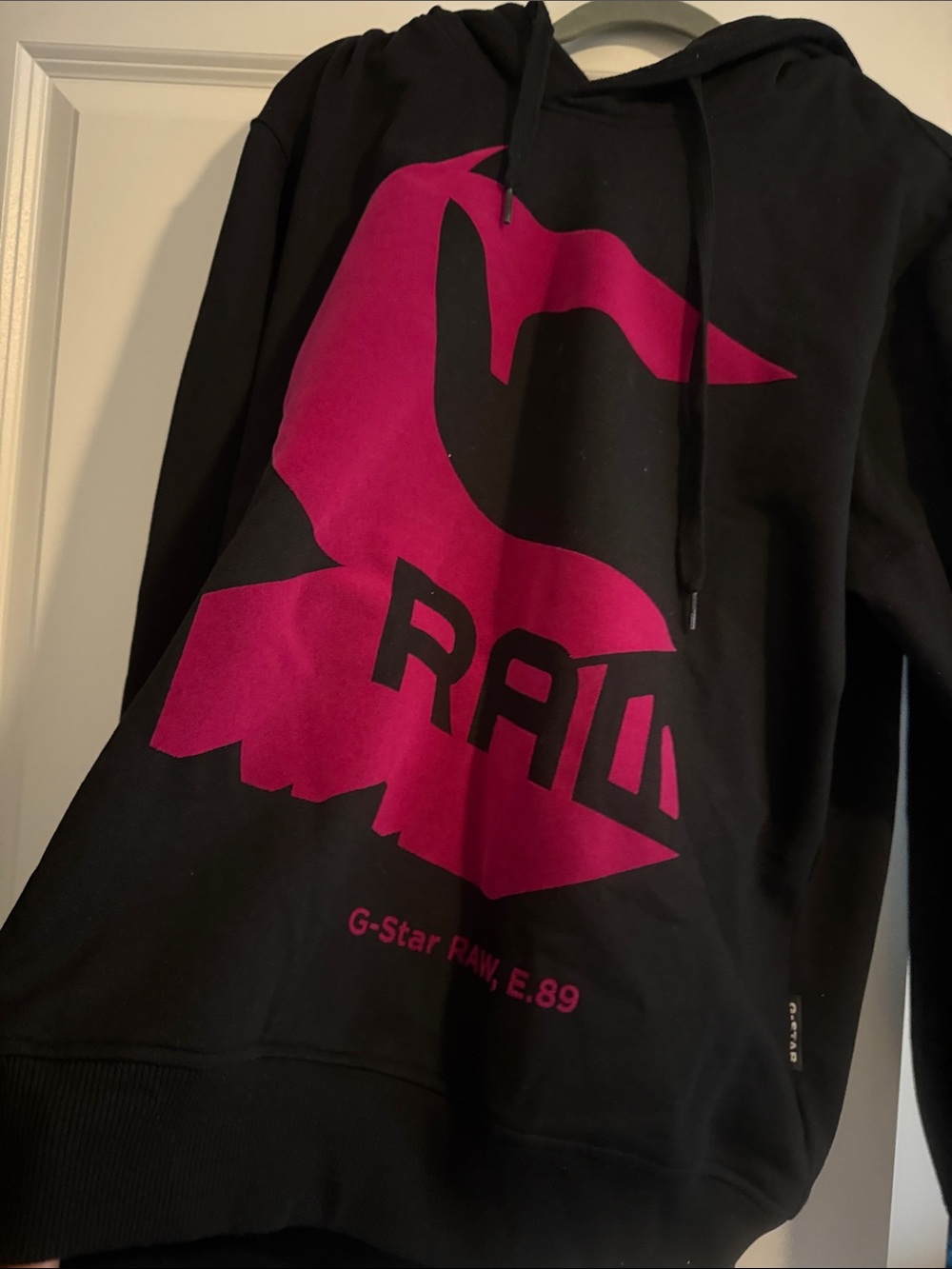 G-Star Black Hoodie with Magenta Graphic